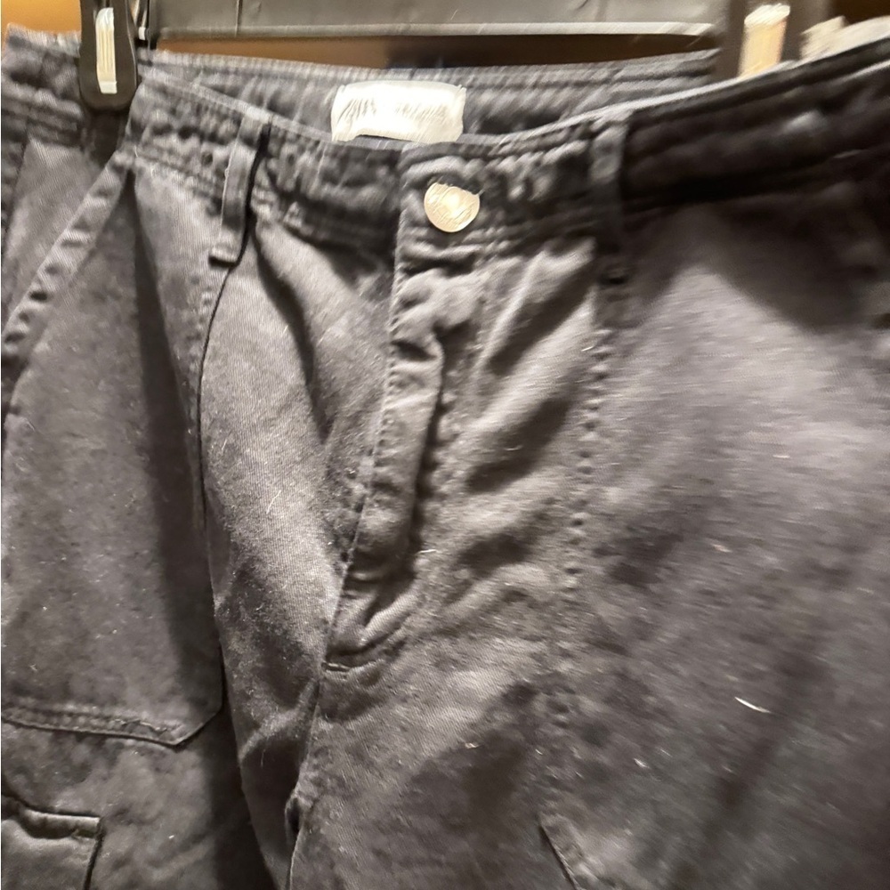 Zara Black Denim Cargo pants size 6 - Picture 1 of 5